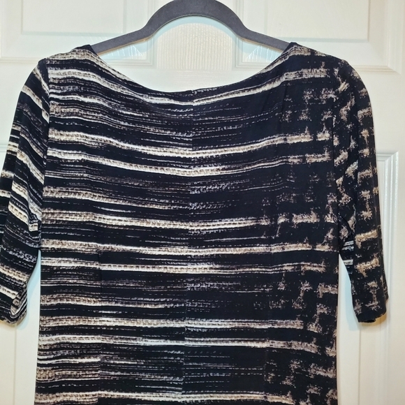 Anne Klein Black Tan White Striped Bodycon Dress Women’s Size 12. - Picture 7 of 11